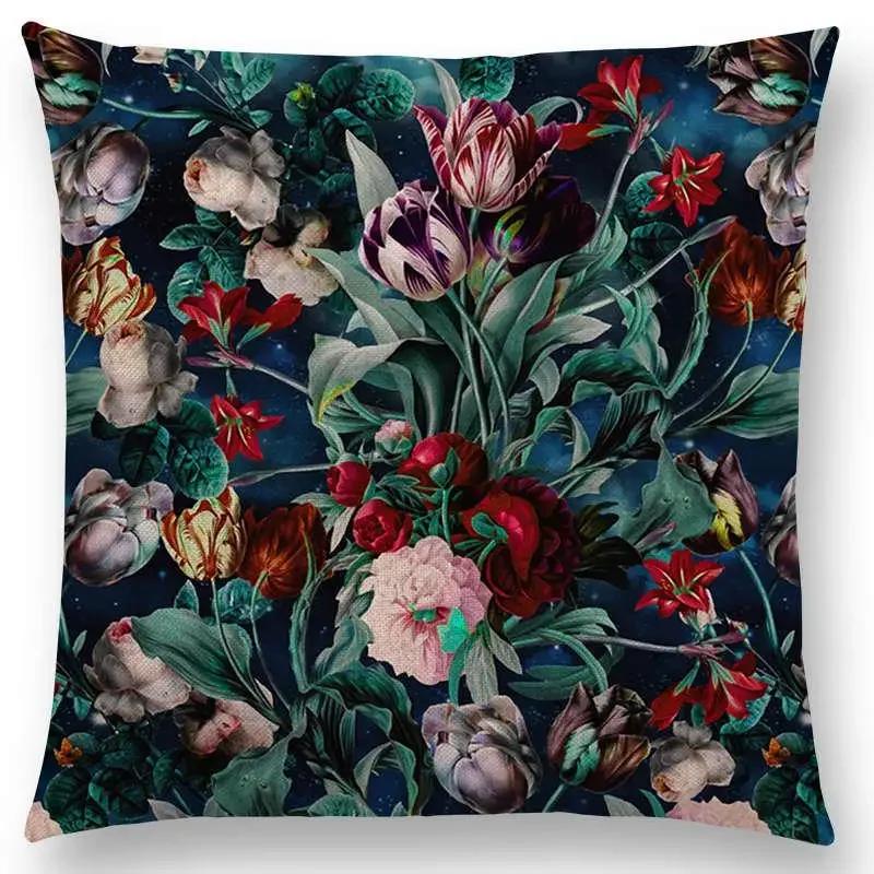 Latest Gorgeous Floral Night Forest Garden Print Throw Pillow Case Home Decor Cushion Covers / Cushion Cover Hogar