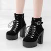 Lace Up Women Boots Platform Buckle Boot Winter Shoes Thick Heel Autmn Boots With Zipper Ankle Strap Black Suede