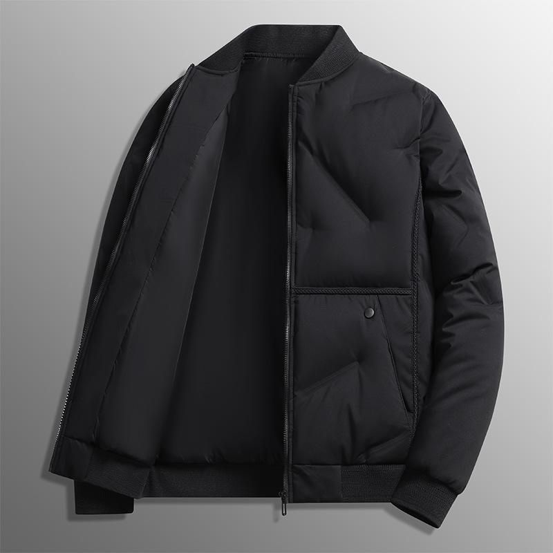 Men'S 2025 Autumn And Winter New Thick Stand Up Collar Solid Color Jacket With Multiple Pockets, Warm Bread, Down Jacket