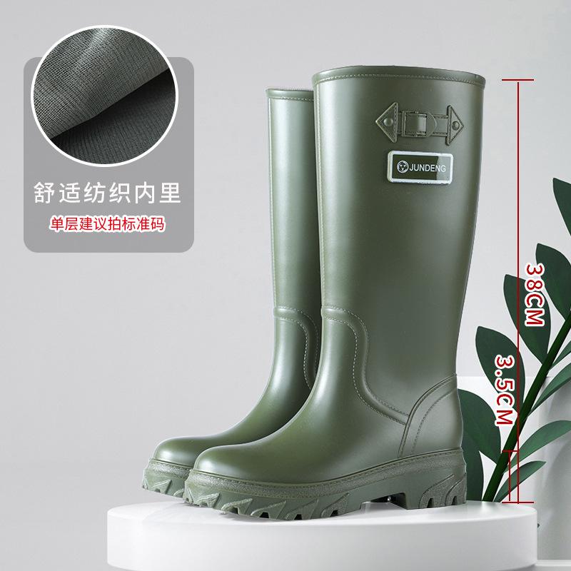 Fashion Rain Shoes Women's Non-slip New High Rain Boots Adult Rubber Shoes with Velvet and High Water Shoes