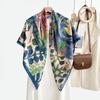 Fashion Versatile Shawl Seaside Travel Square Air Conditioning Shawl Women'S Silk Scarf Sunscreen Shawl 110Cm Square Scarf Print