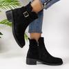 Fashion Women Medium Heel Boots 2024 New Autumn Winter Modern Boots Women's Thick Heel Shoes Zip Metal Buckle Fashion Platform Boots