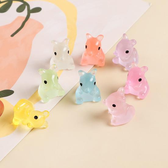 50/100Pcs Resin Miniature Animal Figures Glow In The Dark Tiny Bear Rabbit Fish Ornament Micro Landscape for Garden Aquarium Dollhouse Office Home