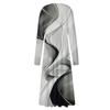 Women's Autumn- And Winter Casual Fashion V-neck Long Sleeve Stripe Print Long Dress Suitable For Daily Life And Party Wear