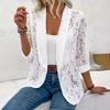 Large Floral Patterned Open Top Suit Jacket, Elegant Summer and Spring Long Sleeved Jacket, Women's Plus Size Clothing