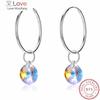 New Arrival 925 Sterling Silver Earring For Women Fine Jewelry Dropshipping Statement Earring Round Crystal From