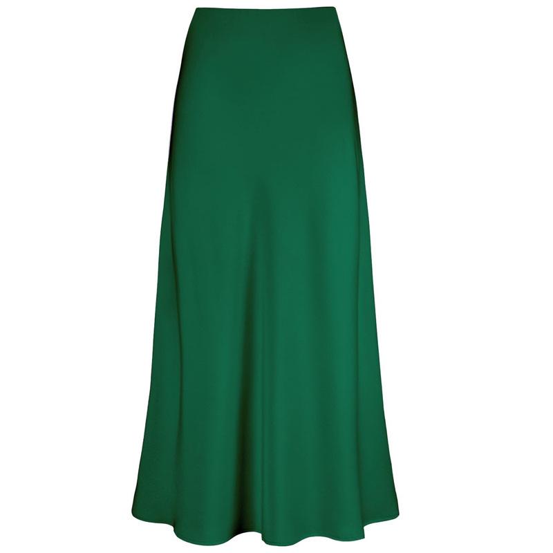 Elegant High Waist Fishtail Satin Midi Skirt for Women