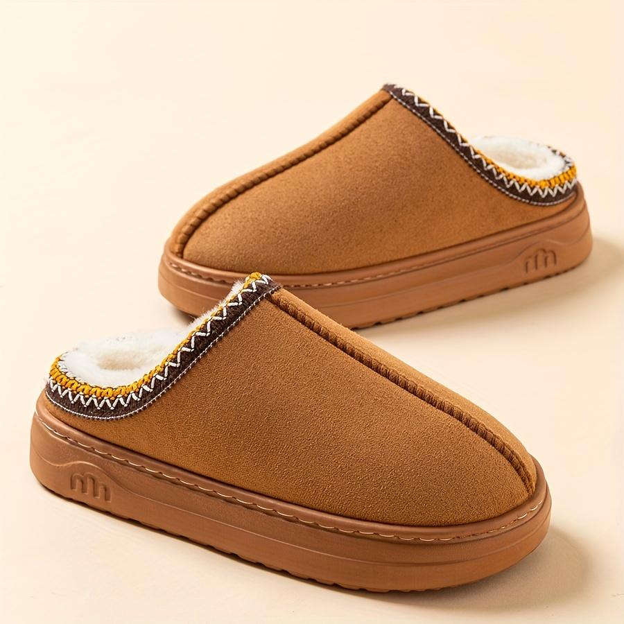 Winter Indoor And Outdoor Solid Color Thick-soled Non-slip Lightweight Warm Ladies Slippers