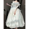 Lolita Goddess Fairy Dress Spring Summer Beads Butterfly White Long Vacation Elegant