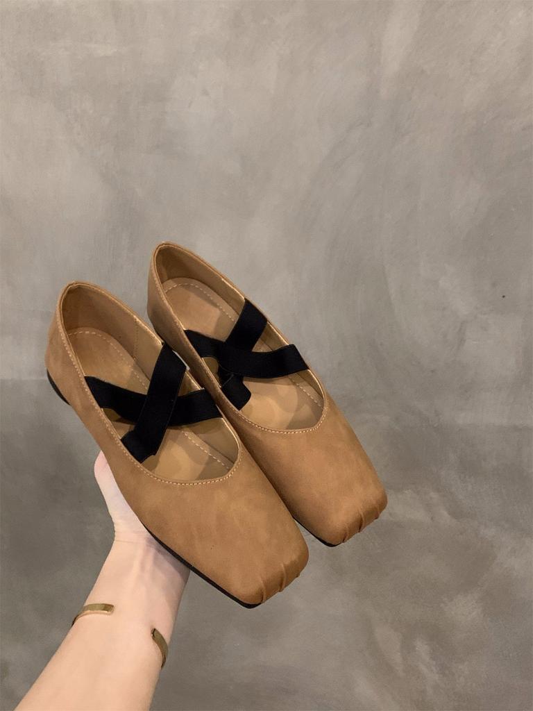 French Flat-bottomed Ballet Square Head Single Shoes Fairy Shoes 2024 New Spring and Autumn Mary Jane Evening Gentle Shoes
