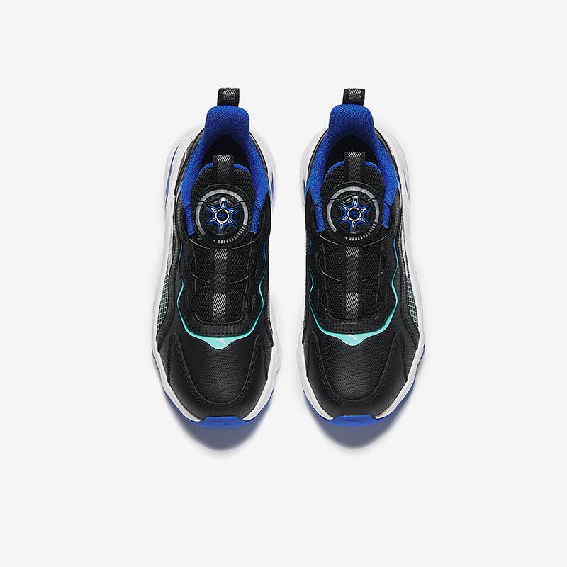 Anta Kids Synthetic Leather Fabric Trendy Lightweight Shock Absorbing Low Top Running Shoes Kids Sneaker Black Blue Green A12435523N-2