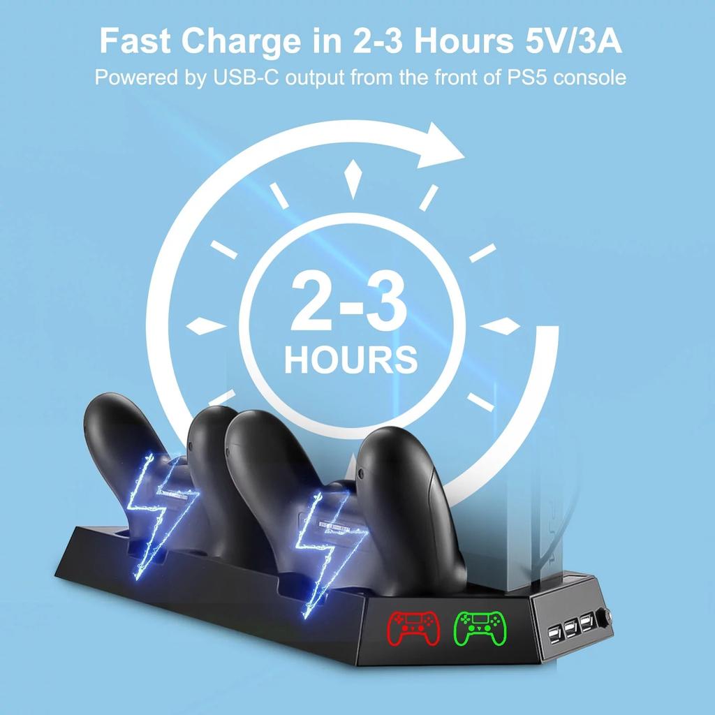 Vertical Stand for PS4 Slim / PS4 with Cooling Fan for Playstation 4