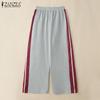 ZANZEA Women Casual Elastic Waist Loose Patchwork Long Pants