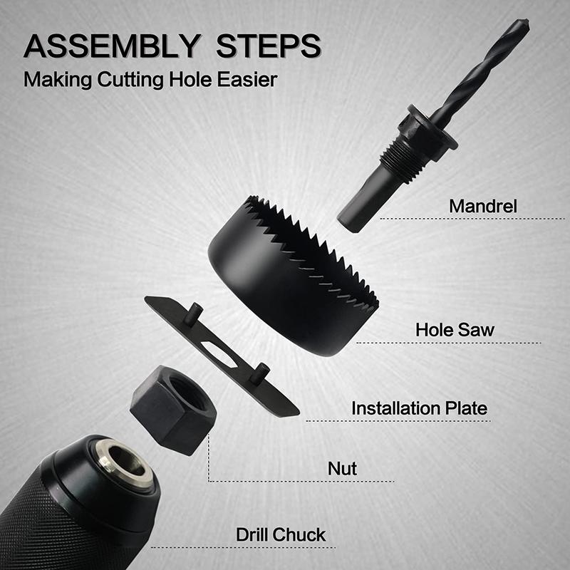 Hole Saw Set 11PCS Hole Saw Kit In Case Drill Bit Kit with Mandrels and Hex Key for Soft Wood Plywood Drywall PVC