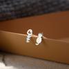 Cat Fish Bone Earrings Female Sweet Cute Kitten Hollow Asymmetrical Earrings Niche Design Korean Version Accessories