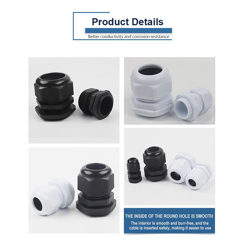Waterproof Cable Gland Black Plastic Seal Joint Nylon PG29 PG36 PG42 PG48 PG63 IP68 White Cable Fixing Nylon Connector