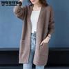 Sweater Knitted Cardigan Women's Long Sleeved Loose Jacket Medium Length for External Wear