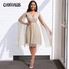 Women's Dress Plus Size Summer Fashion Temperament Elegant V-neck Cape Dress with Belt