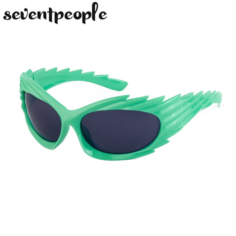 Spike Rectangle Sunglasses Women Men Luxury Brand Designer Fashion Punk Sun Glasses for Male Steampunk Y2K Sports Sunglass