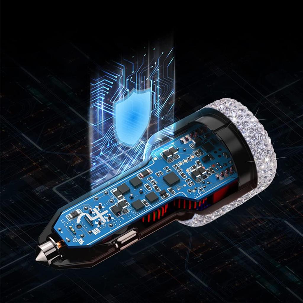 Bling Bling USB Car Charger 5V 2.1A Dual USB Port Fast Adapter Car Decor Styling Diamond Car Accessories Interior for Woman