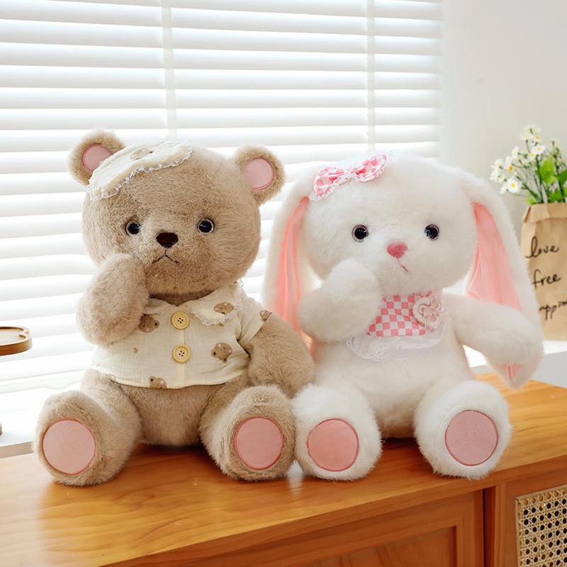 Goodnight Adorable Plush Bear And Sweetheart Rabbit Soft Toy Gift For Cuddling