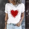 Casual Women's Short Sleeved 3D T-shirt Summer Round Neck Red Heart Printed T-shirt