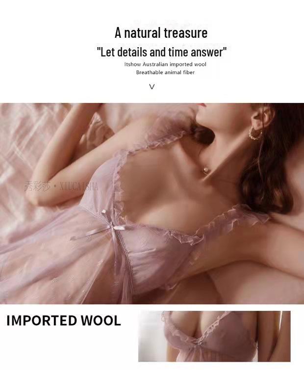 Women's Sexy Lace Mesh Nightdress and Robe Set