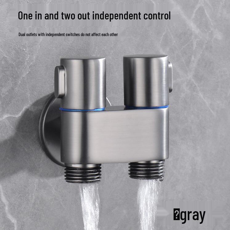 Dual Control Copper Angle Valve Set with Adjustable Pressure Spray Gun for Household Cleaning.