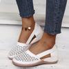 Summer Women's Fashion Shoes Round Toe Wedge Heel Flat Sandals Hollow Out Breathable Casual Single Shoes
