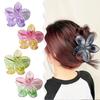 Flower Shape Hair Claw Transparent Gradient Color Hairpin Plastic Metal Back Head Hair Clip Party