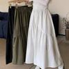 Spring New Elastic High Waist Fashion Loose Long Skirts Women Pleated Patchwork Summer A-line Skirt Female Elegant Temperament Simple Lady Skirt 26290