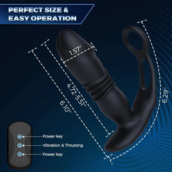 Silicone Anal Vibrator Thrusting Prostate Stimulator Massager Delay Ejaculation Lock Ring Anal Butt Plug Sex Toys Dildos for Men