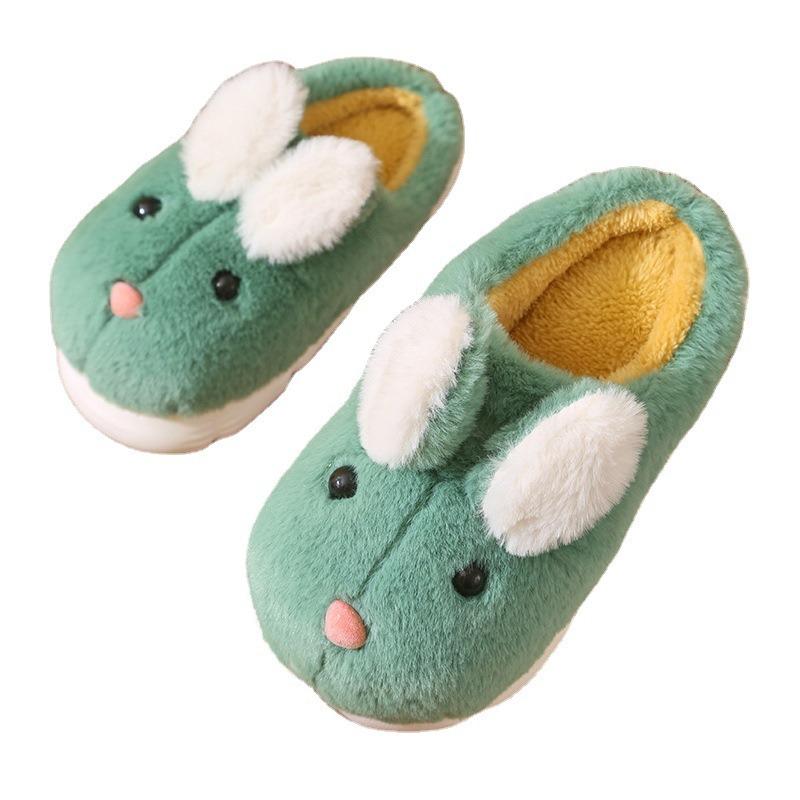 Cotton Slippers Female Cute Autumn and Winter Indoor Home Plush New Thick-soled Children's Slippers Home S