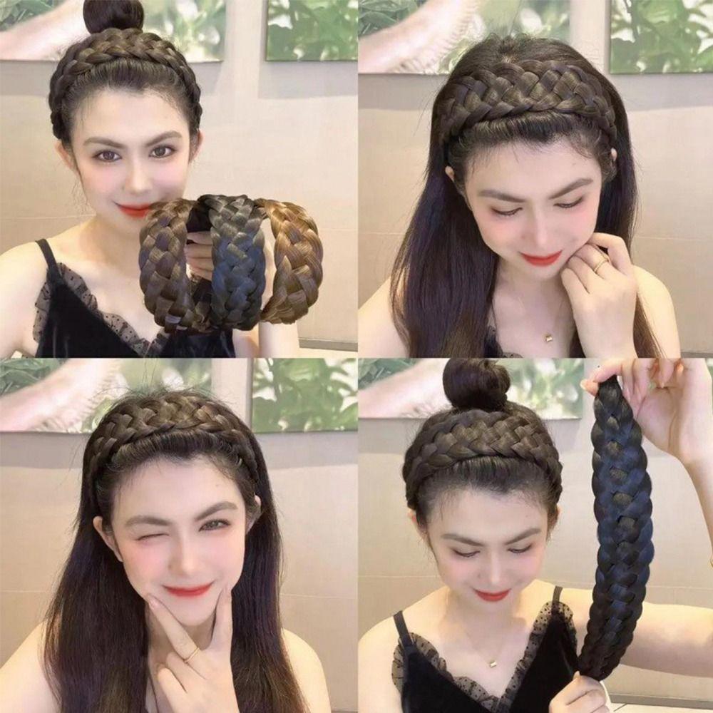 Hot Thickened Wide Braid Wig Braid Headband Hair Hoop Wide-Brimmed Hair Hoop Wig Hairband