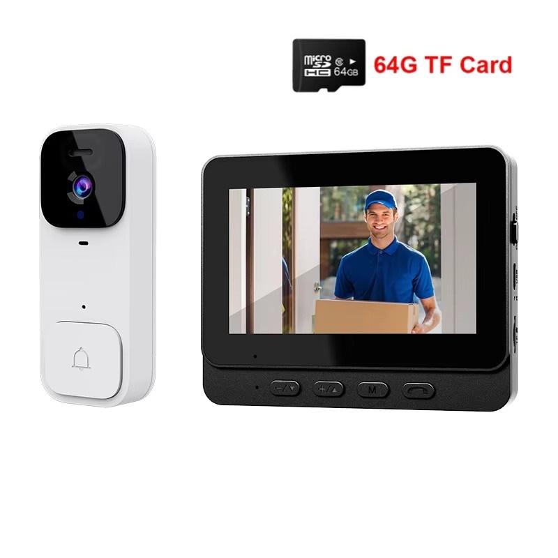 2.4G Wireless Smart Video Doorbell Two-way Intercom 4.3-inch Screen Wifi Doorbell Security System Infrared Night Vision Video Door Bell