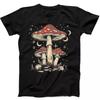 Magic Mushrooms Boho Retro Hippie Nature Night Moon Funny Gift Black T Shirt 236