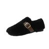 Fashion Faux Fur Women Casual Female Sneakers White Leather Shoes Slip-on Loafers Fur Soft Moccasin Slip On New Winter Soft Ballet Flats