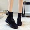 Fashion Booties Lace-up Black Warm Fleece-Lined Ankle Boots for Women Y2k High Quality Fashion 2025 Trend New Rock In Woman Short Shoes