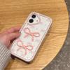 For iPhone 16 Plus Case Two Bow Epoxy Design TPU+PC Phone Back Cover Rhinestone Decor