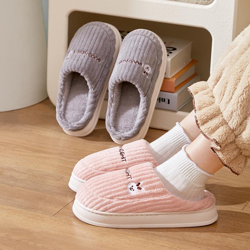New Autumn and Winter Cotton Slippers Women's Home Household Couple Indoor and Outdoor Warm Thick-bottomed Fluffy Slippers Men