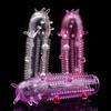 1Pc Reusable Crystal Delay Enlargement Condom Silicone Wave Point Penis Extension Sleeves For Man Adult Intimate Goods Cock Ring