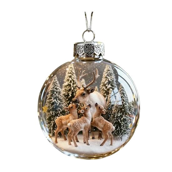 The Reindeer Family Christmas Ball Funny 3D Reindeer Hanging Decoration Plastic Christmas Ball Winter Ornaments for Xmas Tree Indoor Home Decor