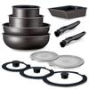 Iris Ohyama Frying Pan Set with Removable Handles Uses the Strongest Coating DIAMOND COAT PAN TERA Coat Pan Structure for Increased Durability Can Be
