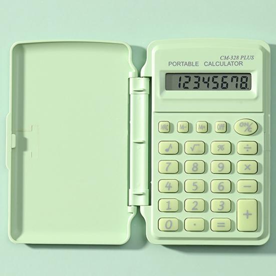 Mini Calculator Flip Cover 8 Digits Big Buttons Large LCD Display Battery Operated Portable Student Finance Desktop Calculator Office Supplies