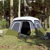VidaXL Family Tent with LED 6 Persons, Shade Tent with Carry Bag, Portable Awning with Side Walls, 94308