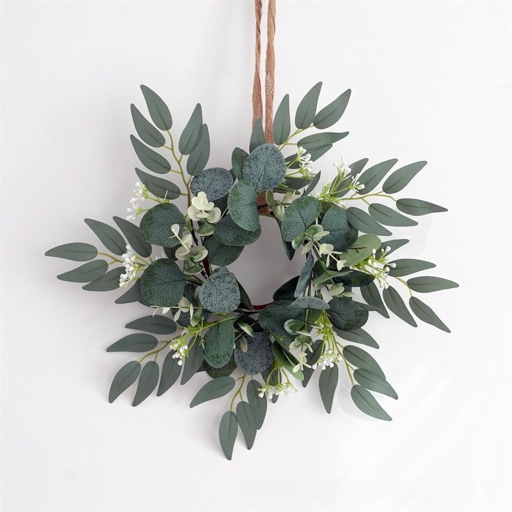 Wreath Faux Leaf Candle Base With Polyester Material For Party And Home Styling