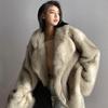 Winter Ins Fashion Girls Oversized Gradient Fur Coat Women Thick Warm Outerwear Fluffy Faux Fur Jacket
