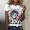 Women's T Shirt 3D Rabbit Print Casual Short Sleeve T-Shirts Summer Fashion Streetwear O Neck Pullover Female Oversized Clothing