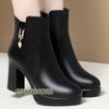Fashion Autumn Winter Women’s Platform Shoes Warm Waterproof Short Leather Wedding Boots Luxury Black Super Office High Heel Ankle Boots