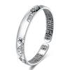 Jewelry Handpiece Zen Sutra Bracelet Women's Vintage Buddha Sutra Opening Adjustable Bracelet Lotus Heart Sutra Silver Plated Bracelet